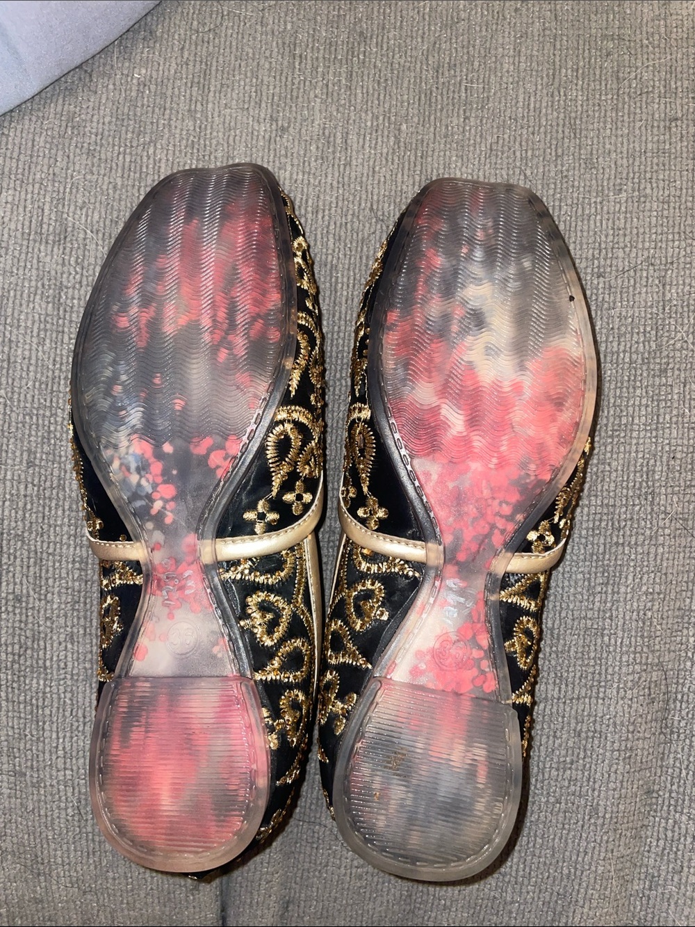 Embroidered Black and Gold "Delco" Women's Flats size 36 (5 1/2-6) - Picture 4 of 6